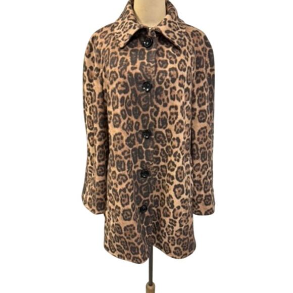 "LOUBEN" Women's Wool & Cashmere Blend Cheetah Print  Coat SZ 12 Mob Wife READ!! - Picture 1 of 15